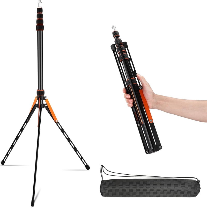soonpho Soopho Portable Photography Light Stand Adjustable 7ft Aluminum Light Tripod Stand with 180° Reversible Leg Reversible Portable Studio Lighting Tripod ，Maximum Height 86.5“/220cm for Flsah Softboxes - Image 1